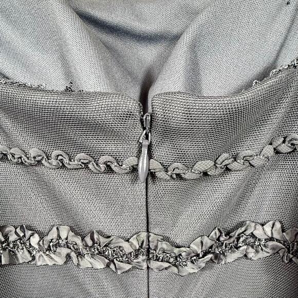 JS Collections Womens Mesh Ruffle Sheath Cocktail Dress Size 4 - Picture 6 of 12